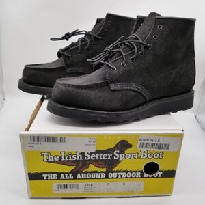 Red Wing 6" Lace Moc Boots Women Sz 7 Black Suede Lace Up Ankle
